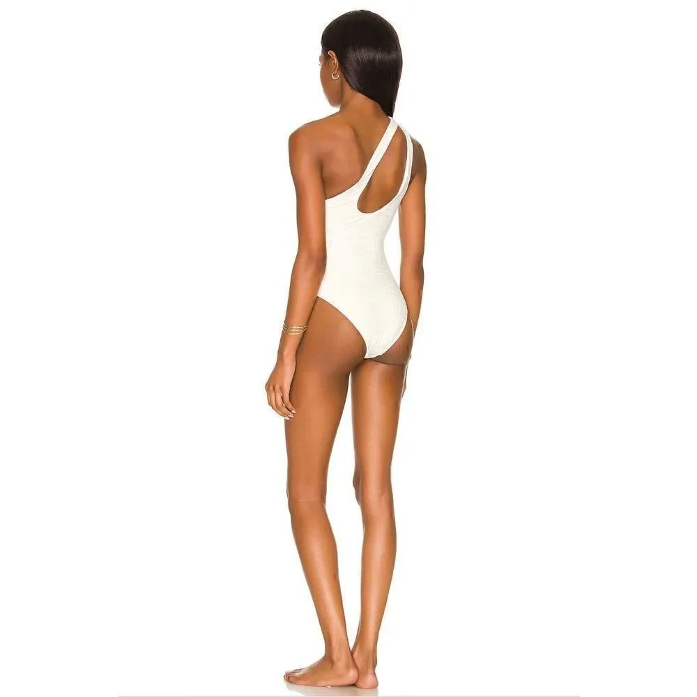 L Space Phoebe White One Shoulder One Piece Bathing Suit